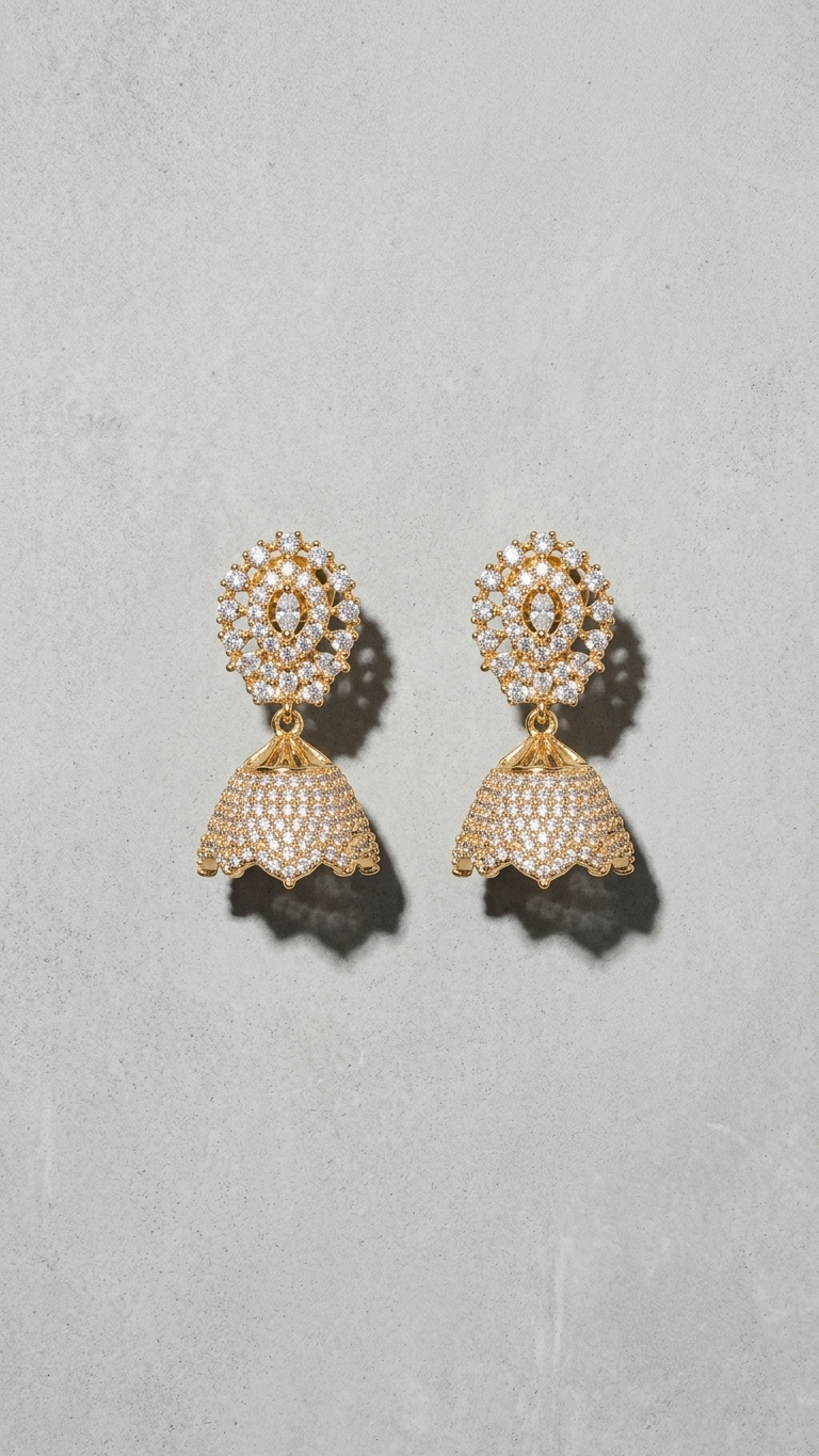 Signature crystal jhumka earrings
